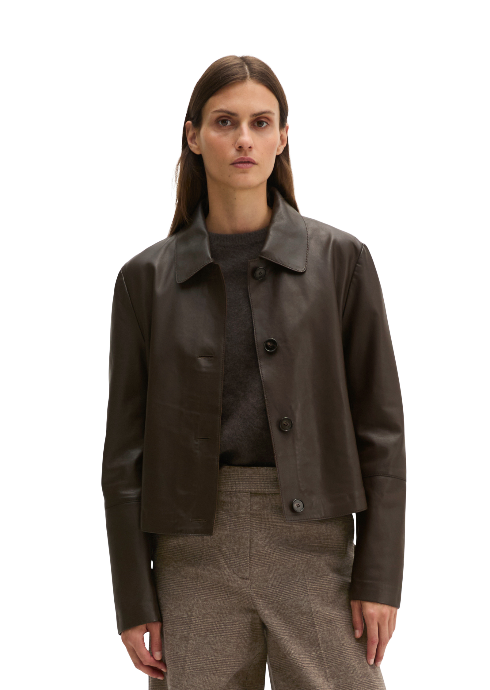 Veste en cuir ajustée en cuir nappa d'agneau souple, MARC O'POLO