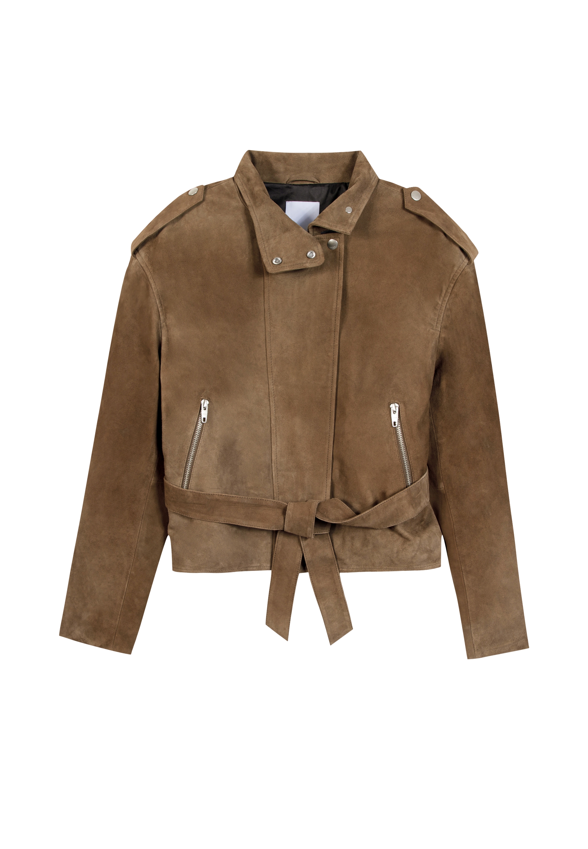 Blouson cuir velours à ceinturer, IKKS