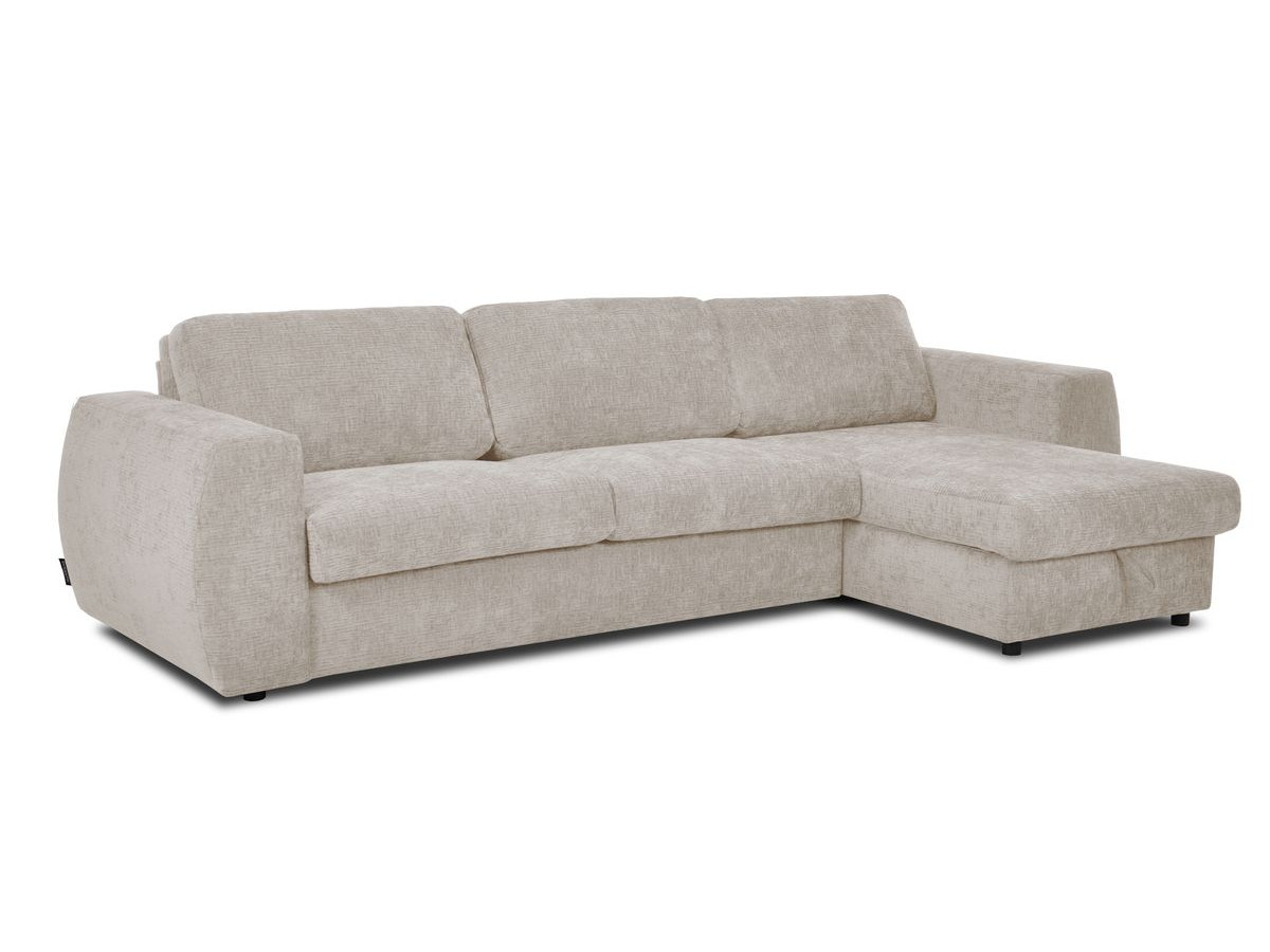 Canapé d'angle convertible 4 places en tissu texturé couchage 140x190 cm, HUGO, BOBOCHIC