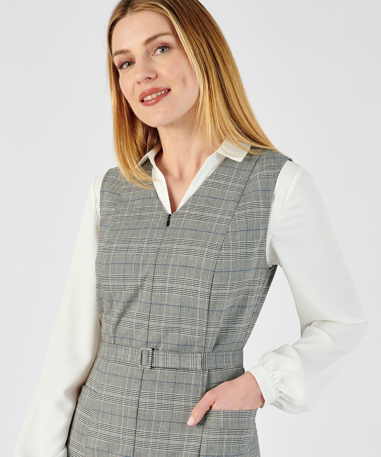 Robe sans manches a carreaux zippee gris carreaux Damart La Redoute