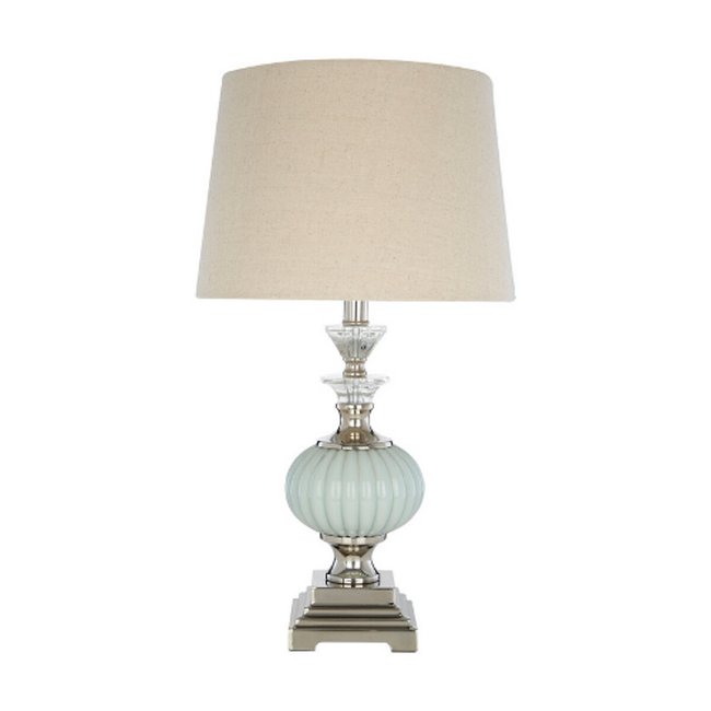 Crystal & Blue Glass Table Lamp with Linen Shade, blue, SO'HOME