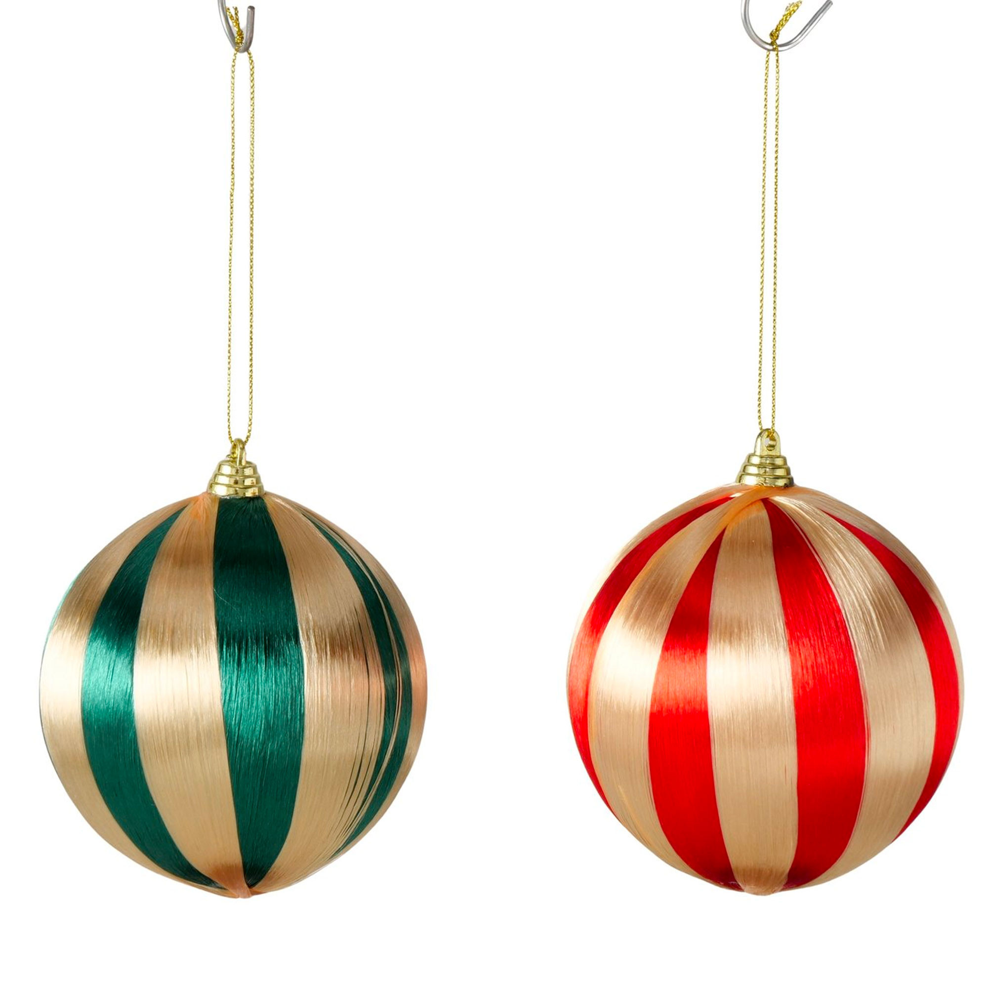 Set de 2 boules de Noël vert, rouge et doré 10cm, WADIGA
