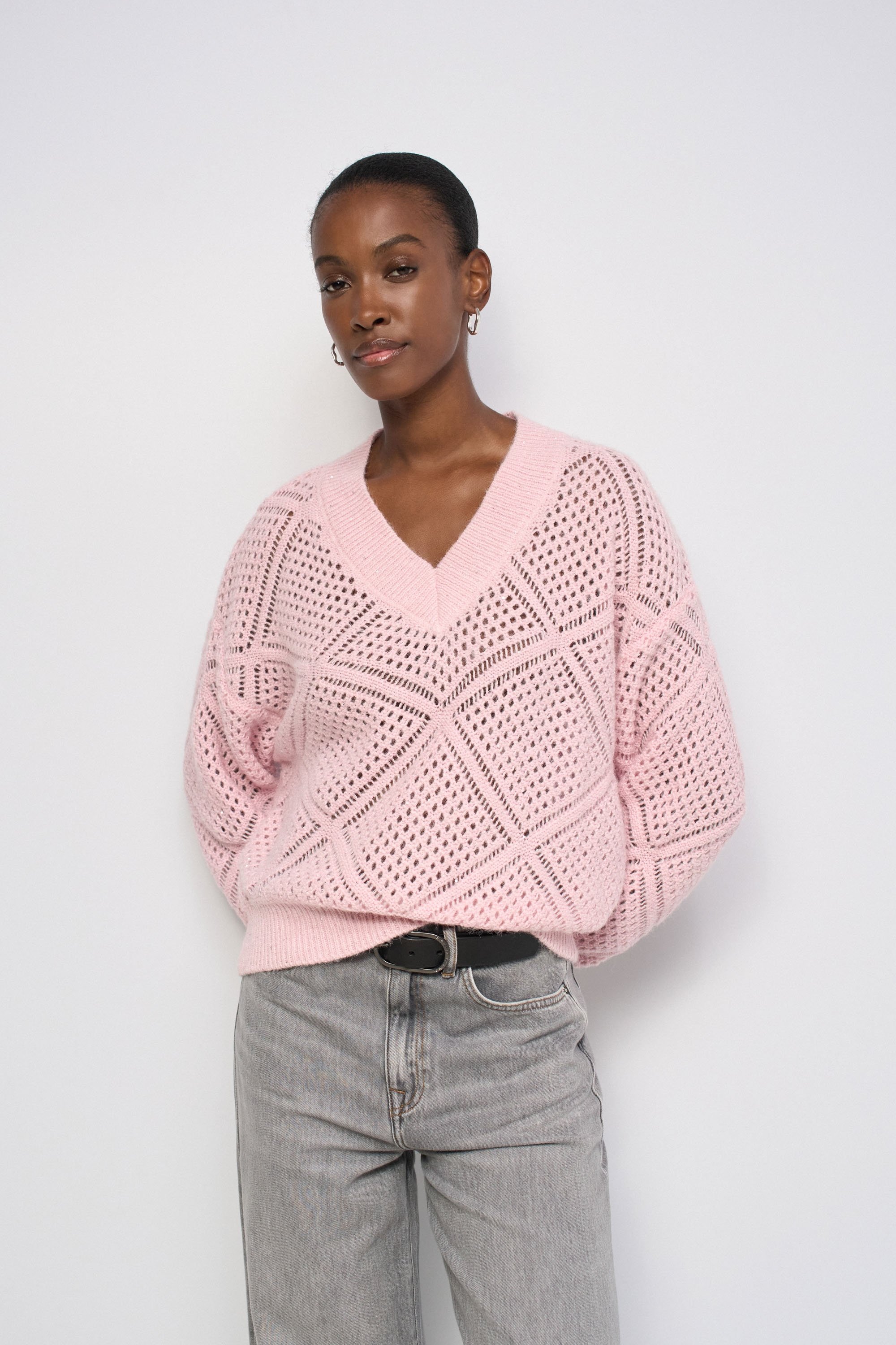 PULL EN MAILLE BRILLANTE, SALSA JEANS