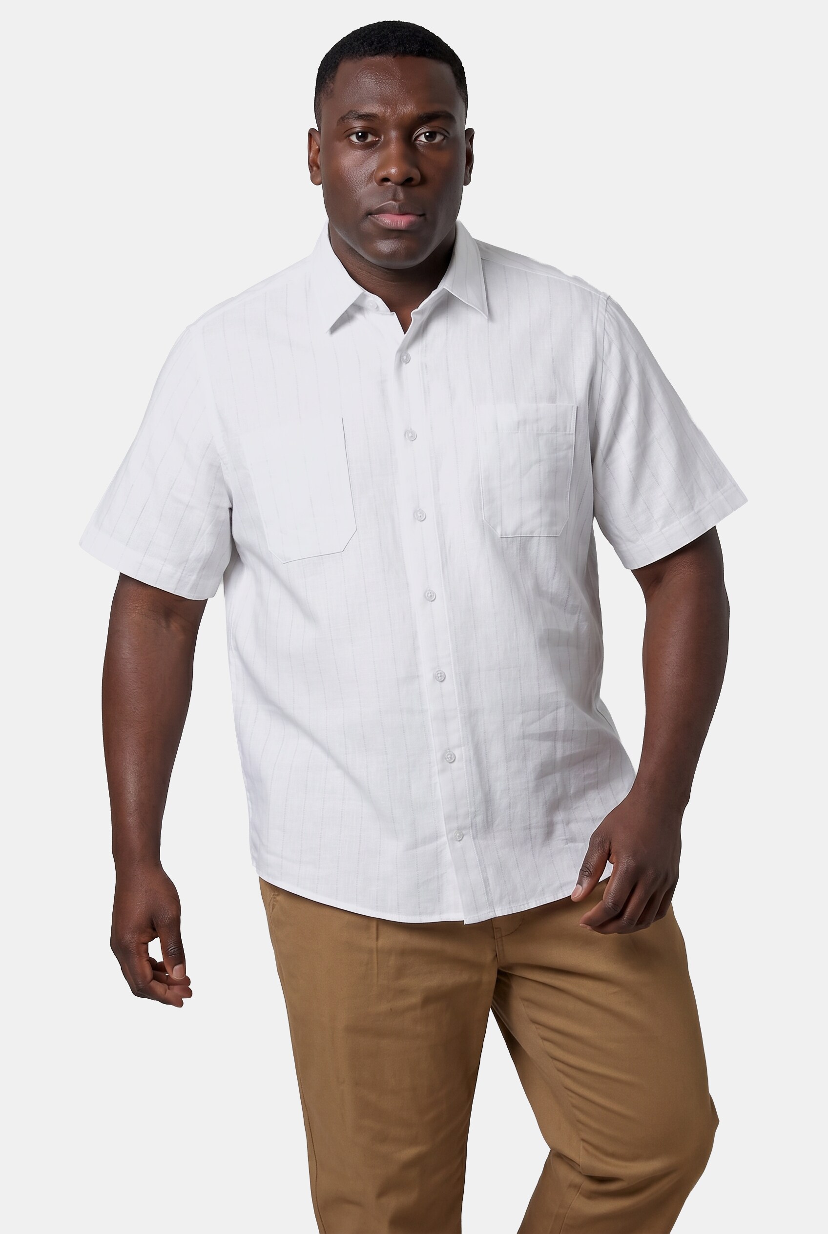 Chemise à rayures en lin mélangé, STHUGE