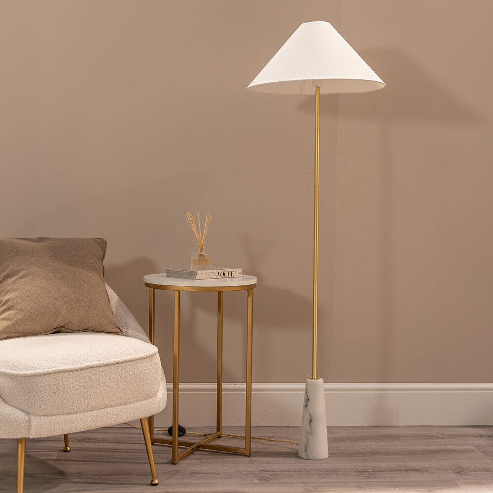 Marcos White Marble Floor Lamp, SO'HOME