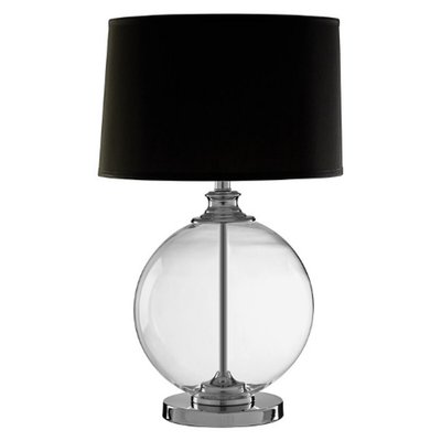 Small Glass Orb with Linen Shade Table Lamp SO'HOME
