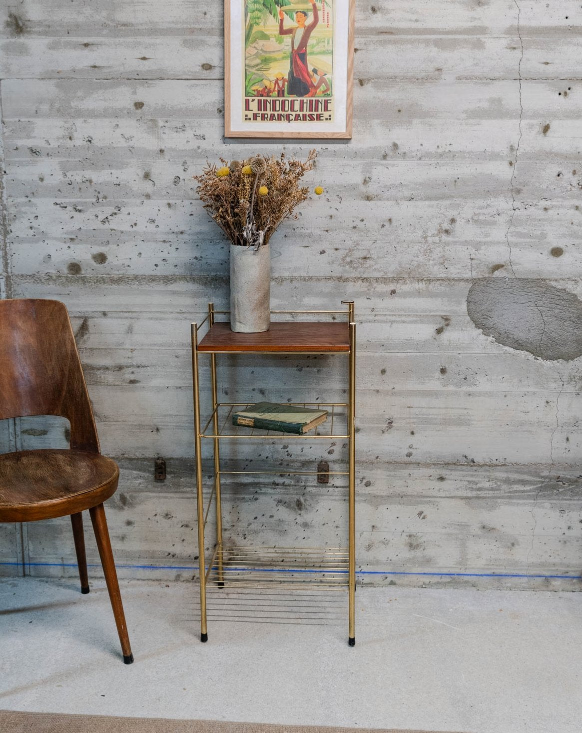 Table d'appoint en bois et métal Hanna N°1346 - Bon état, DEBONGOUT