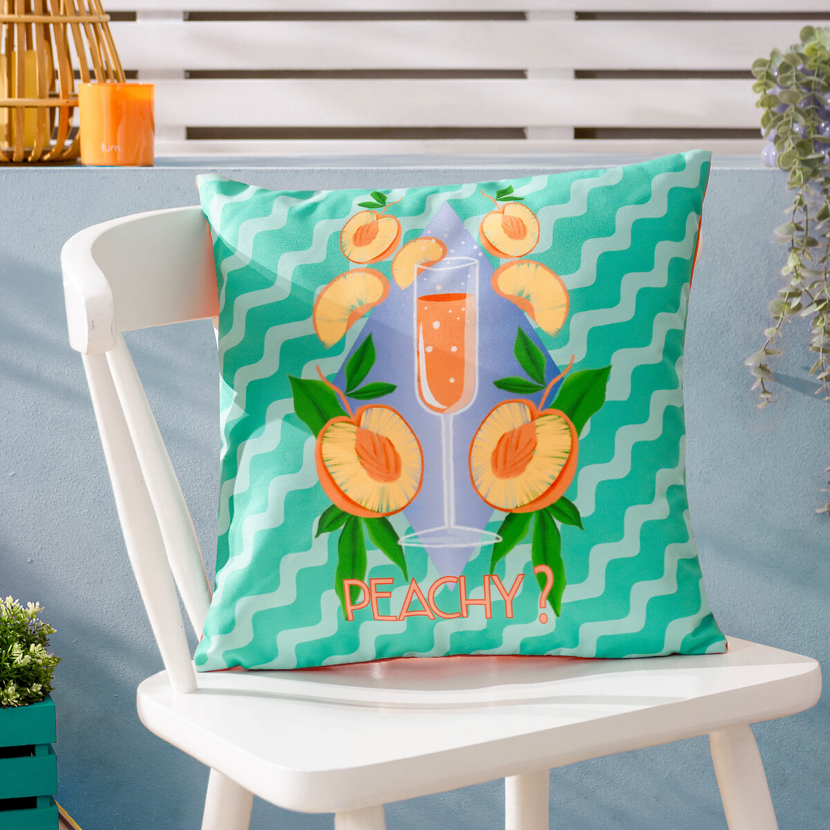 Peachy Abstract Outdoor Filled Cushion, FURN.