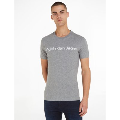 Institutional Logo Print T-Shirt in Cotton and Slim Fit CALVIN KLEIN JEANS