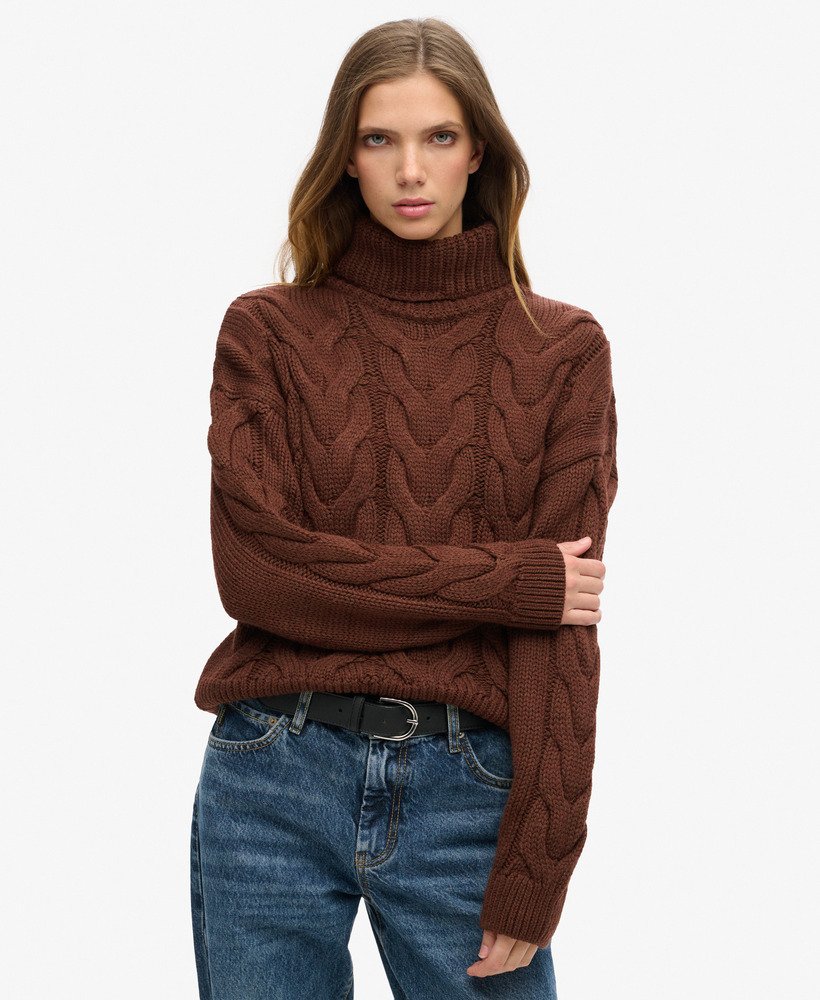 Pull polo en maille torsadée avec chaîne, SUPERDRY