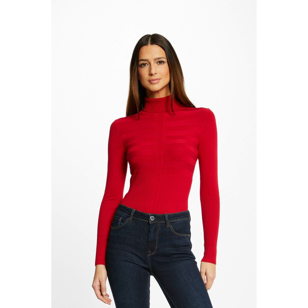 Pull col roulé clearance rouge femme