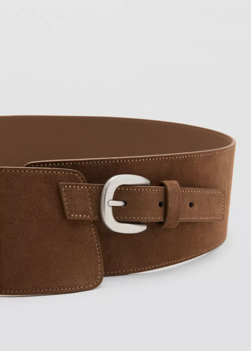 Ceinture large en cuir suédé, MANGO