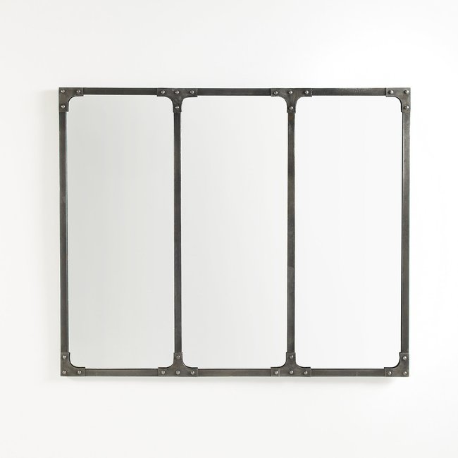 Lenaig Industrial Metal Mirror 120x100cm, brushed metal, LA REDOUTE INTERIEURS
