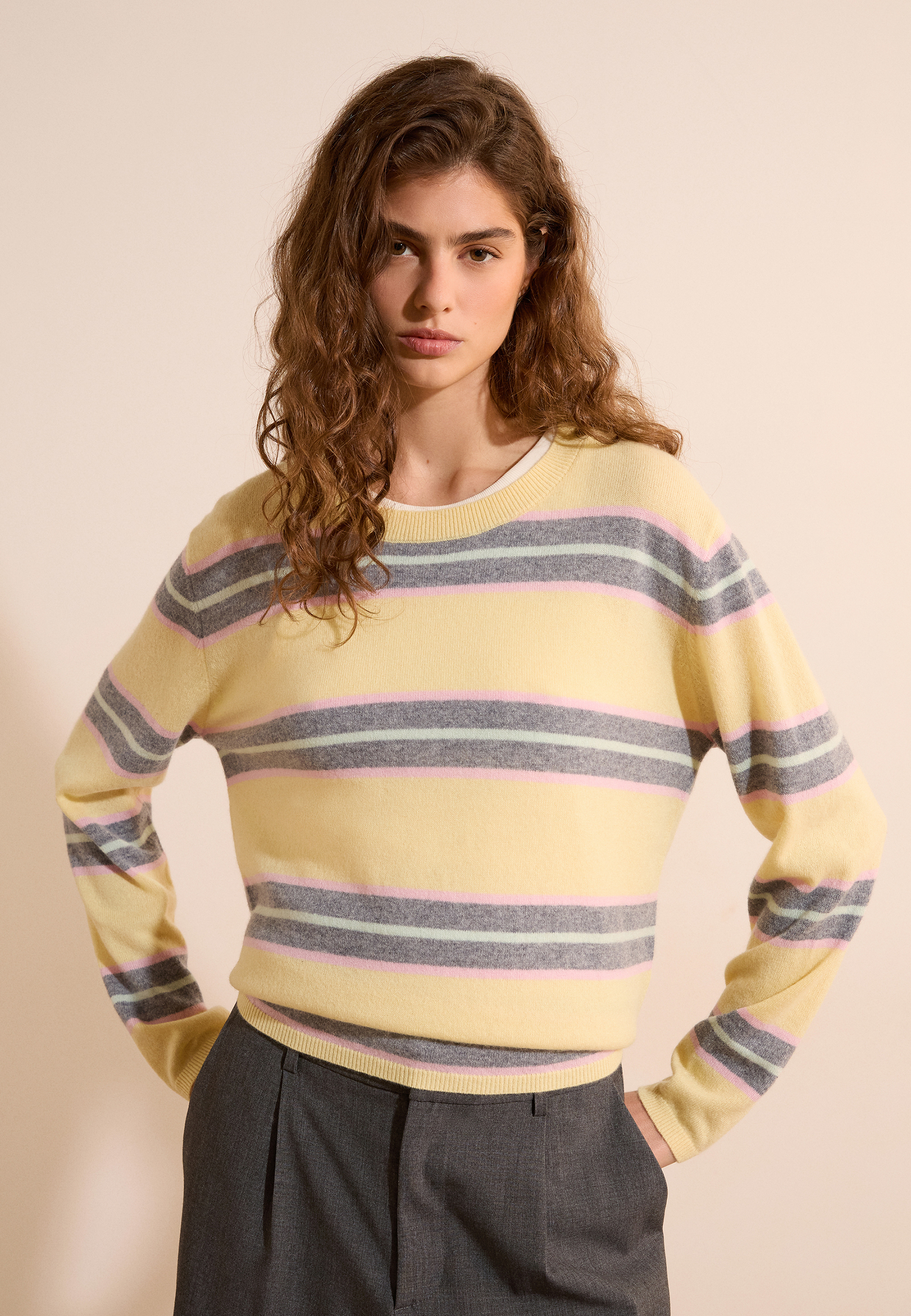 Pull col rond rayé 100% cachemire SIMONETTA RAYE, ETAM