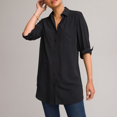 Plain Draping Tunic with Long Sleeves and Pocket ANNE WEYBURN