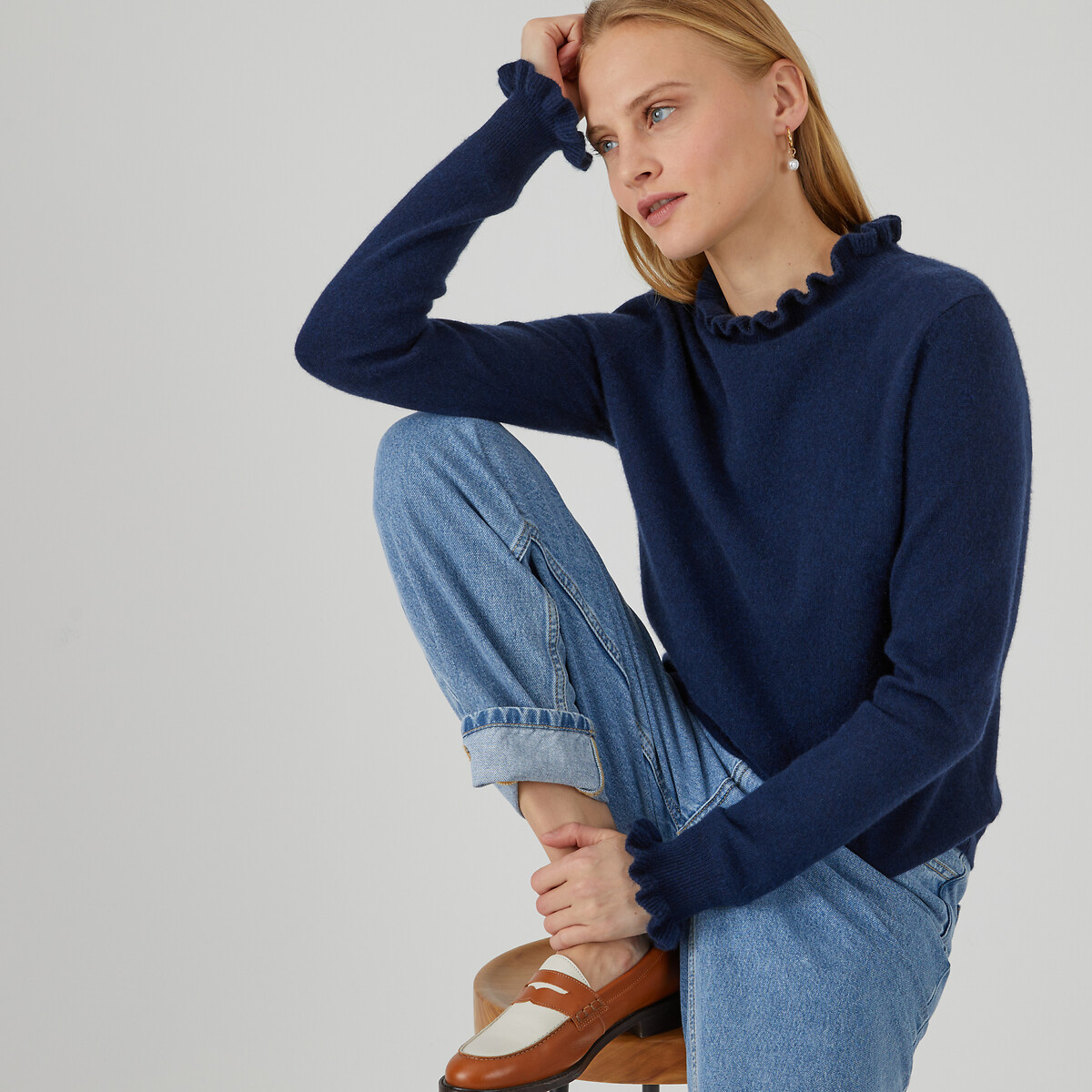Navy cashmere jumper womens sales