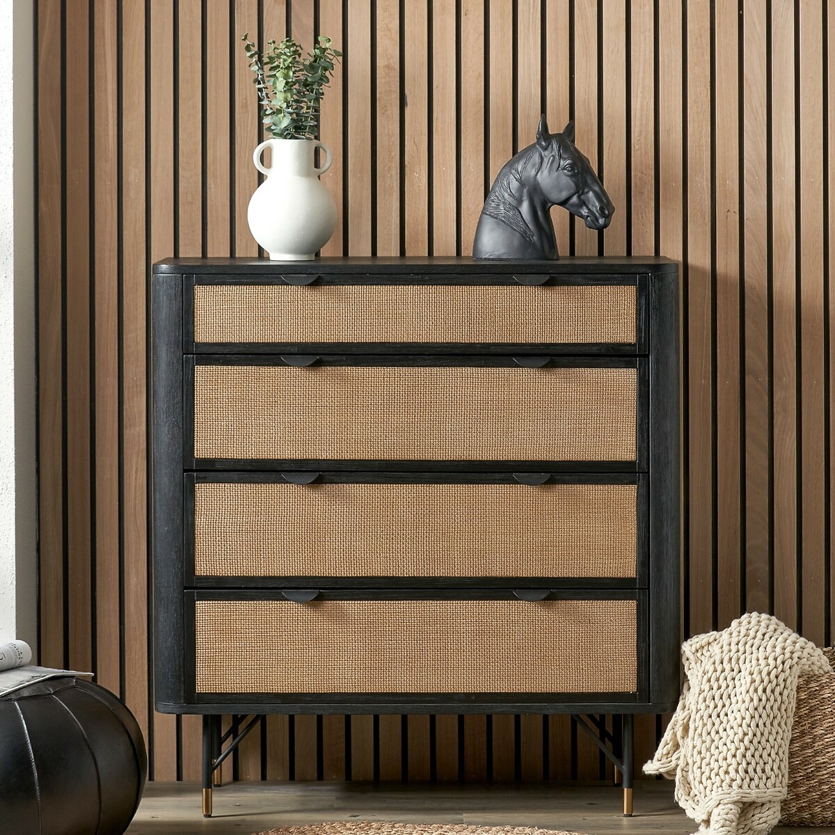 Fenix Acacia Rattan 4 Drawer Chest, ÉDITÉ