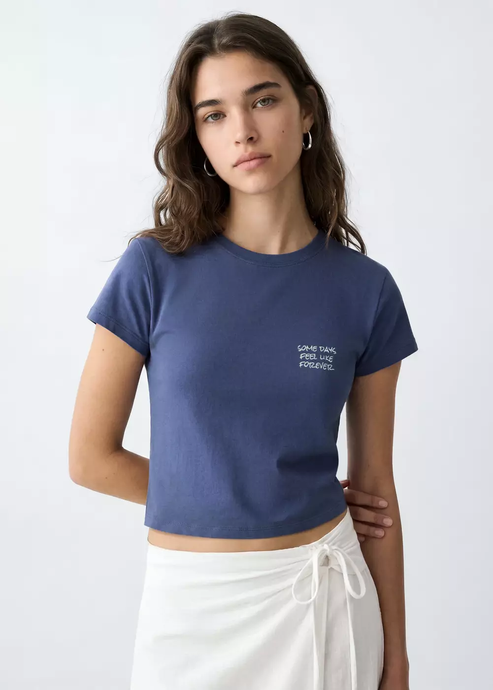 T-shirt coton brodé, MANGO TEEN