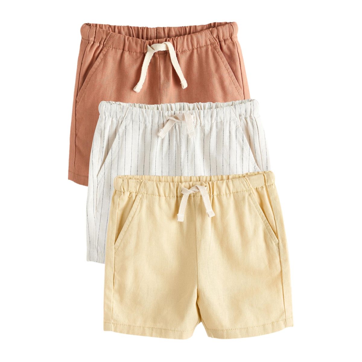 Short en lin mélangé bébé, lot de 3, NEXT