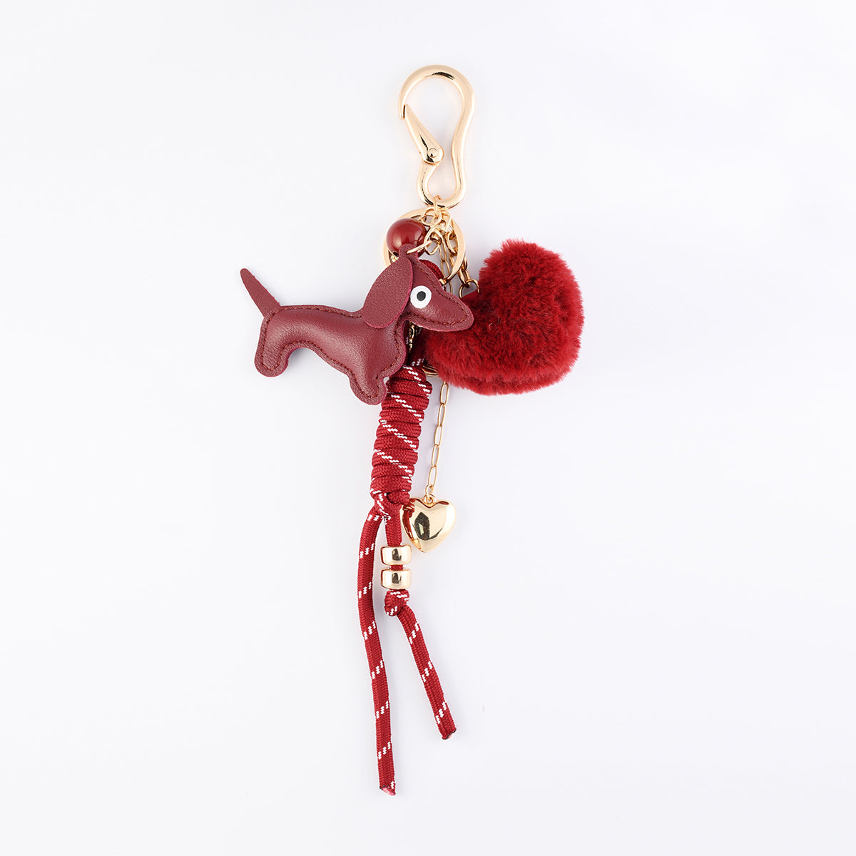 Bijoux de sac teckel et cœur bordeaux, BALABOOSTE