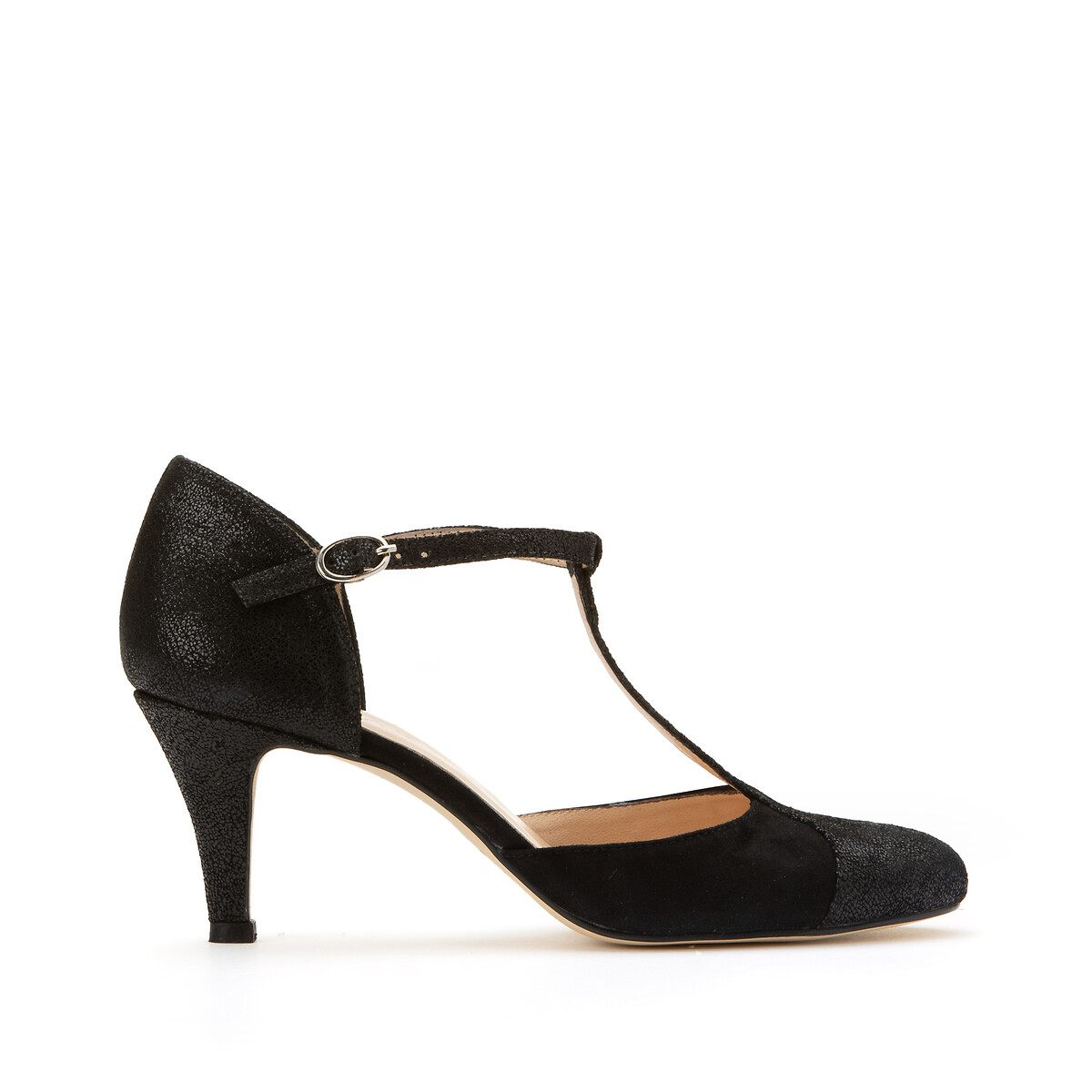 Leather t-bar heels , black, Jonak | La Redoute