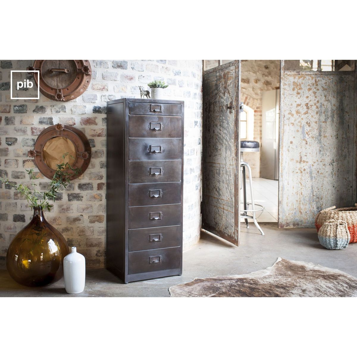 meuble industriel en metal 8 tiroirs