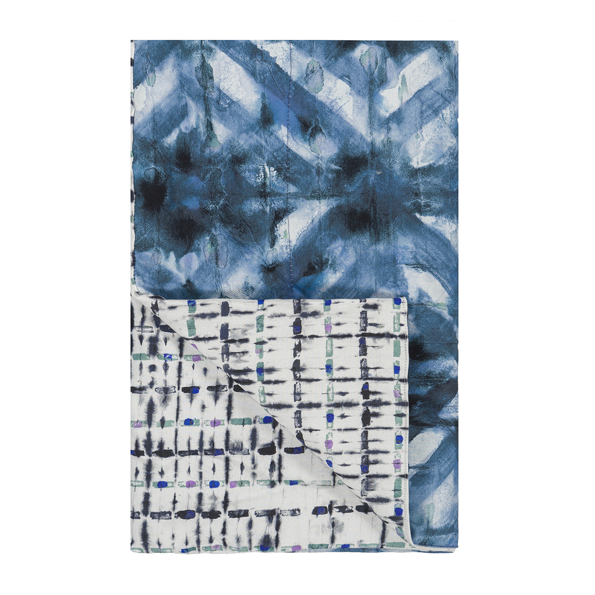 Couvre-lit imprimé en gabardine de coton, PARQUET BATIK INDIGO, DESIGNERS GUILD