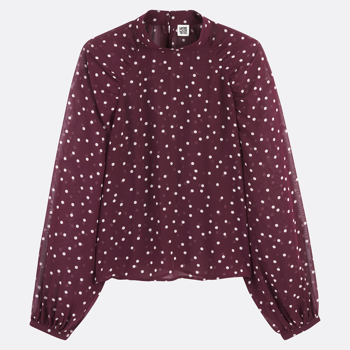 Polka Dot Shirt with High Neck, LA REDOUTE COLLECTIONS