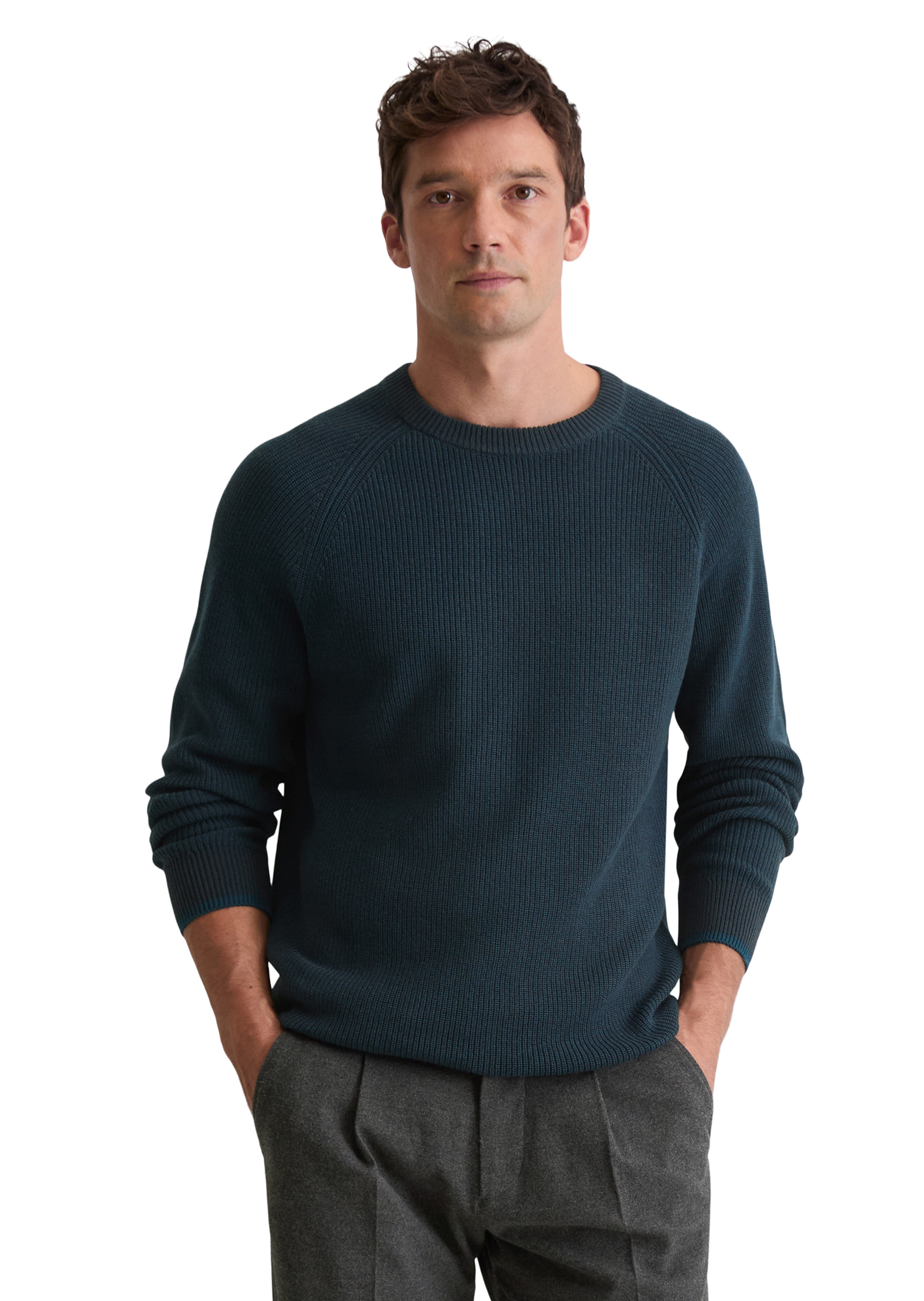 Pull-over regular en doux mélange de coton et de laine vierge, MARC O'POLO
