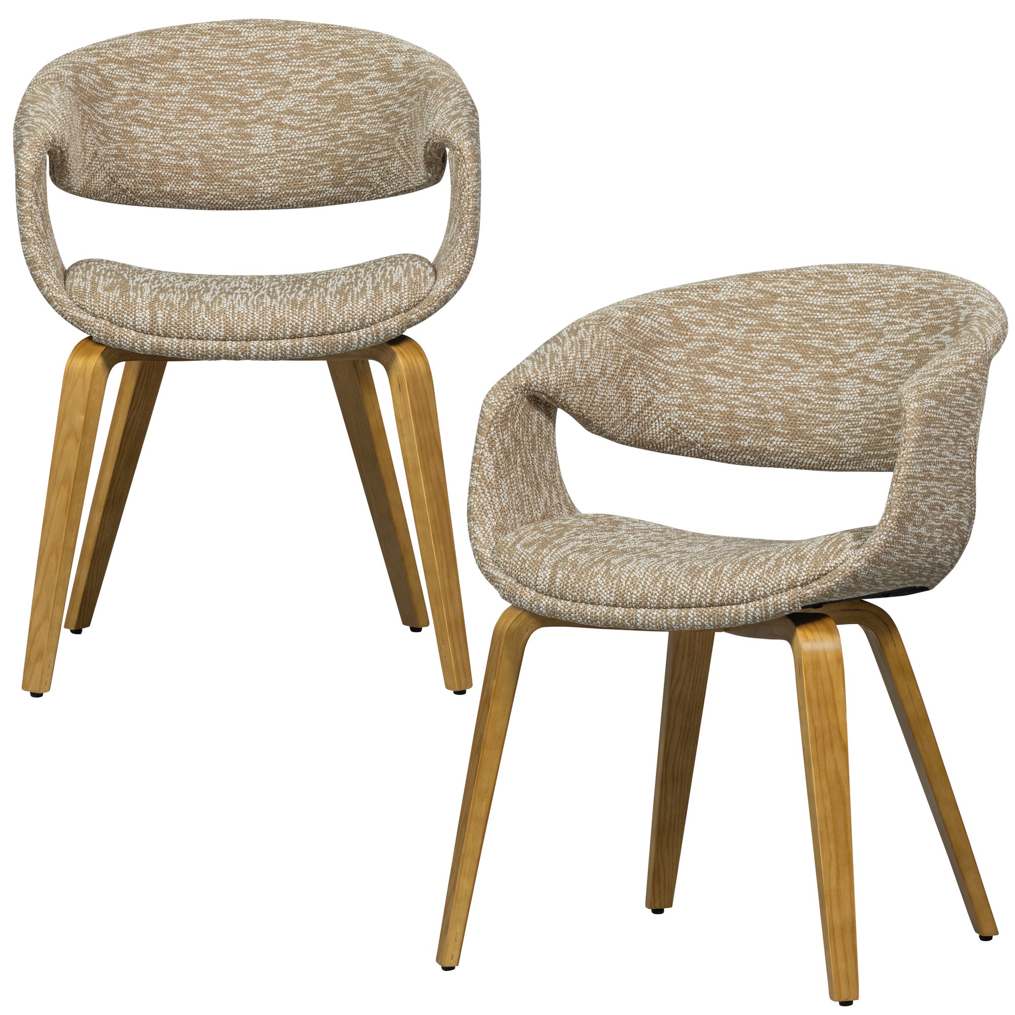 Lot de 2 chaises de table en bois et polyester YOSSI, WOOOD