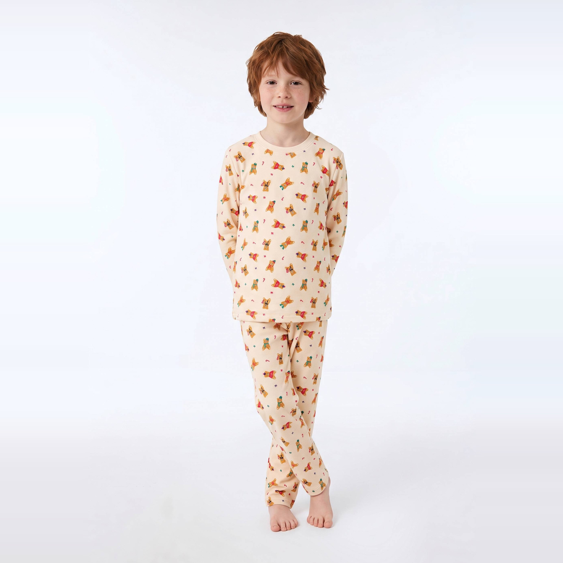 Pyjama manches longues imprimé en velours en coton BIO GOTS, MONOPRIX