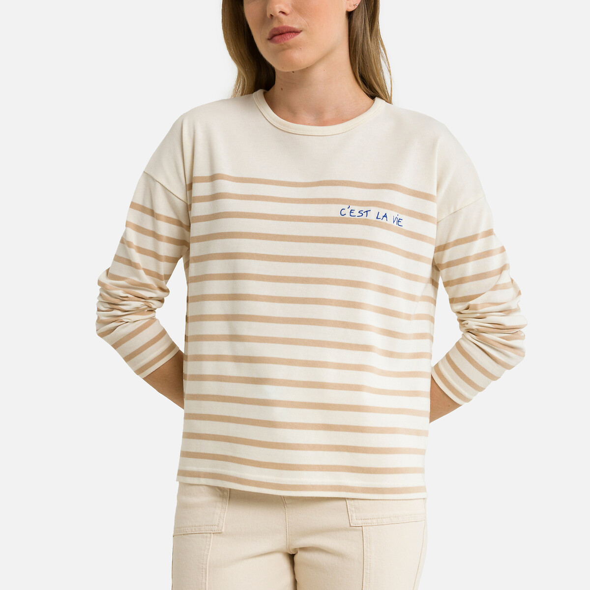Montpar Organic Cotton T-Shirt with Crew Neck and Long Sleeves
