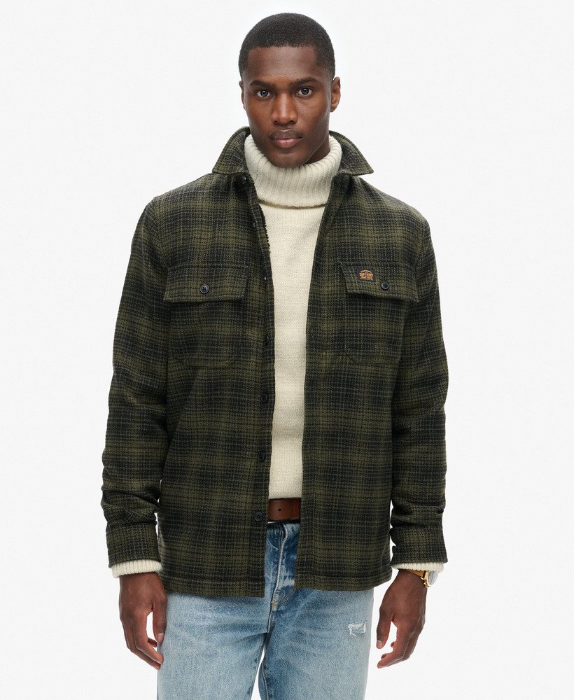 Surchemise zippée en laine à carreaux avec doublure en polaire, SUPERDRY