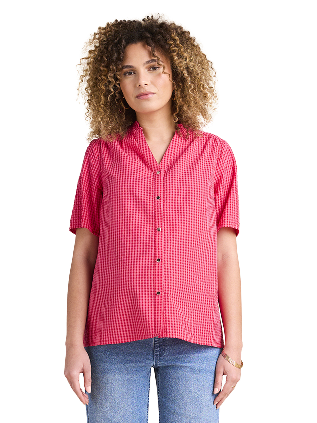Chemise en seersucker vichy grossesse et allaitement, ENVIE DE FRAISE
