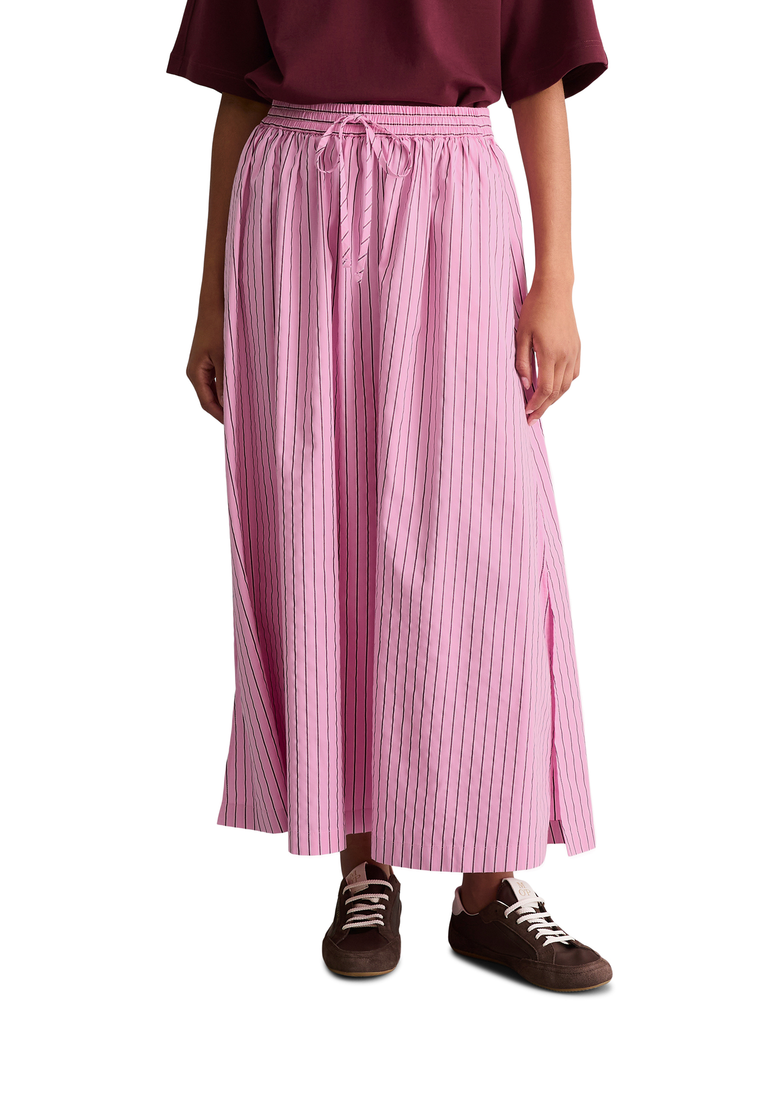 Jupe rayée régulière en mélange Organic Cotton Lyocell, MARC O’POLO DENIM