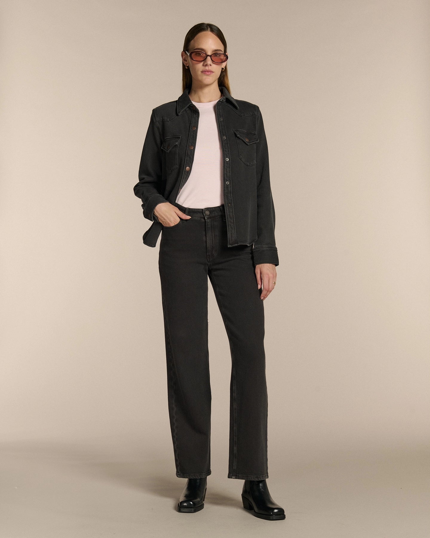 JEANS DROIT LARGE TAILLE MOYENNE DENIM CONFORT, LABDIP