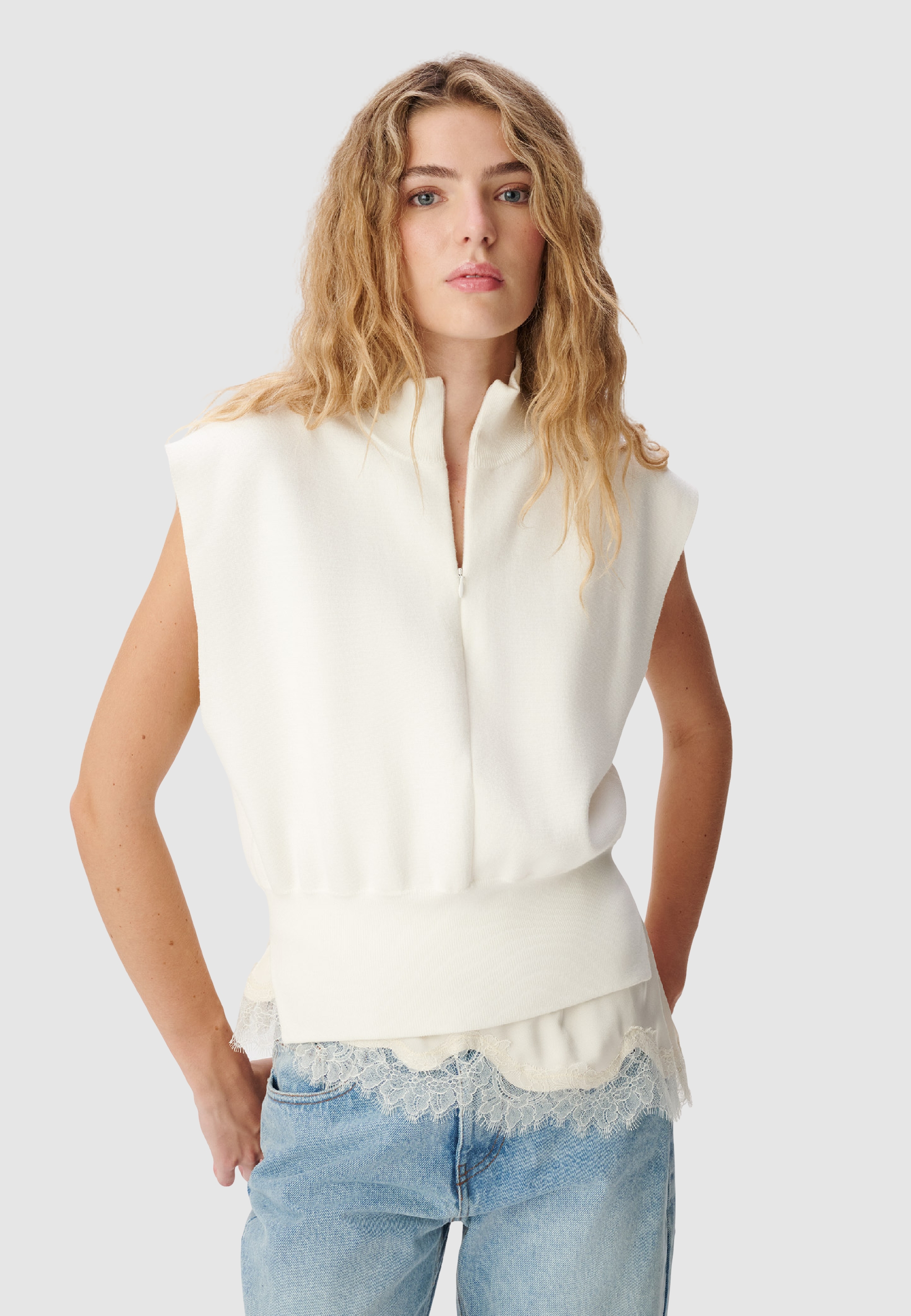 Pull sans manches tricot col camionneur, IKKS