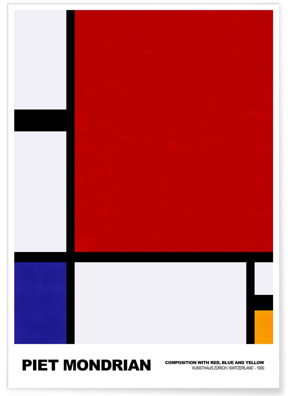 Affiche Piet Mondrian Composition with red, blue and yellow, L'AFFICHERIE