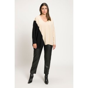Pull, color block, oversized, col montant