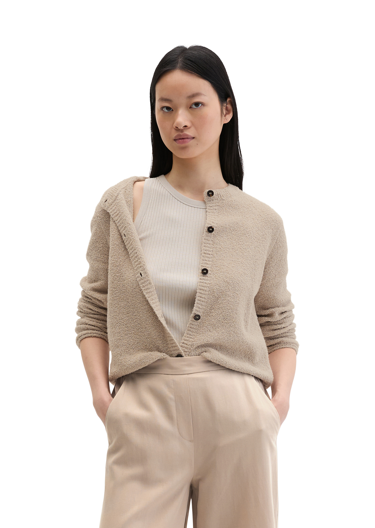 Cardigan regular en fil bouclé, MARC O'POLO