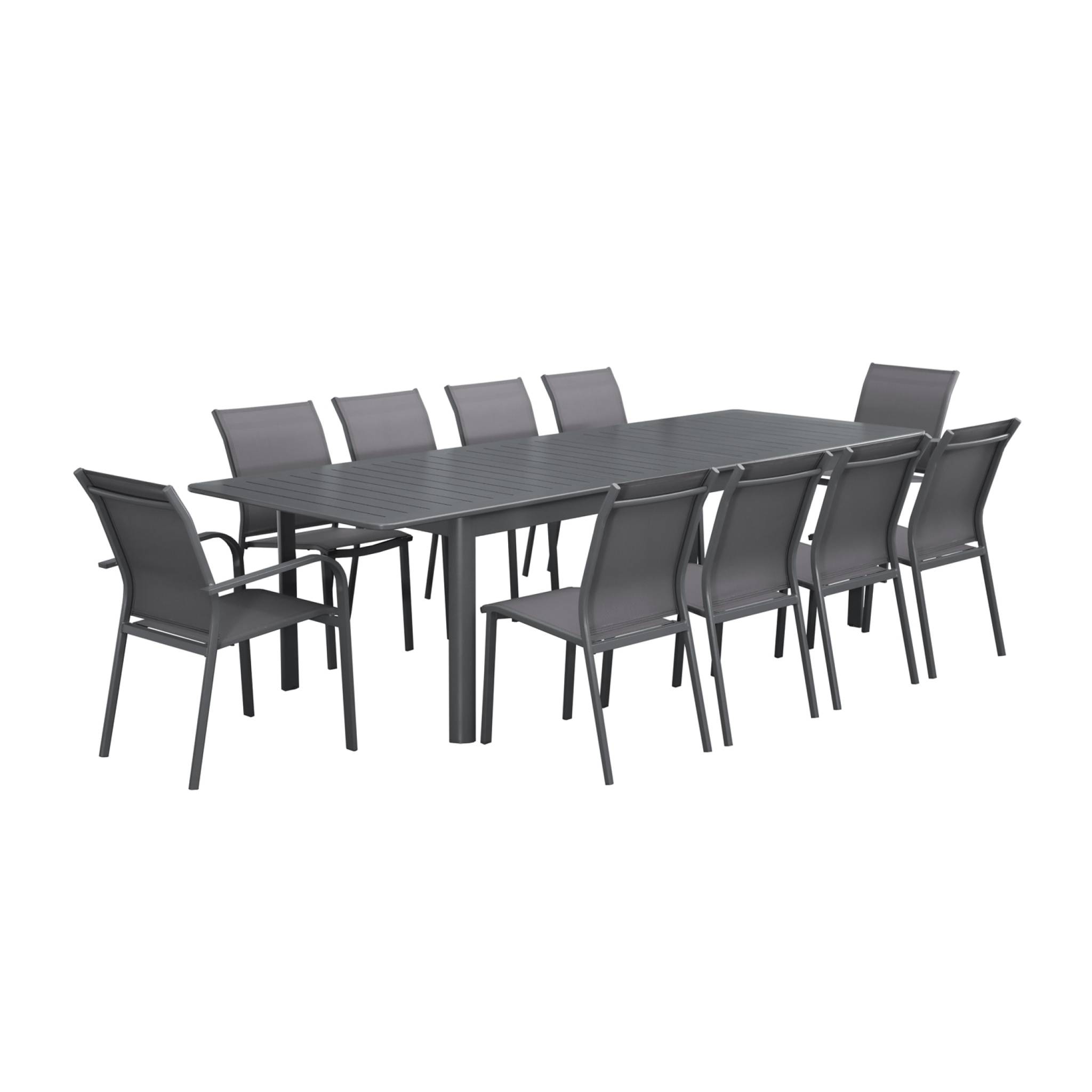 Table de jardin extensible aluminium + 10 assises SEATTLE + BUFFALO, SWEEEK