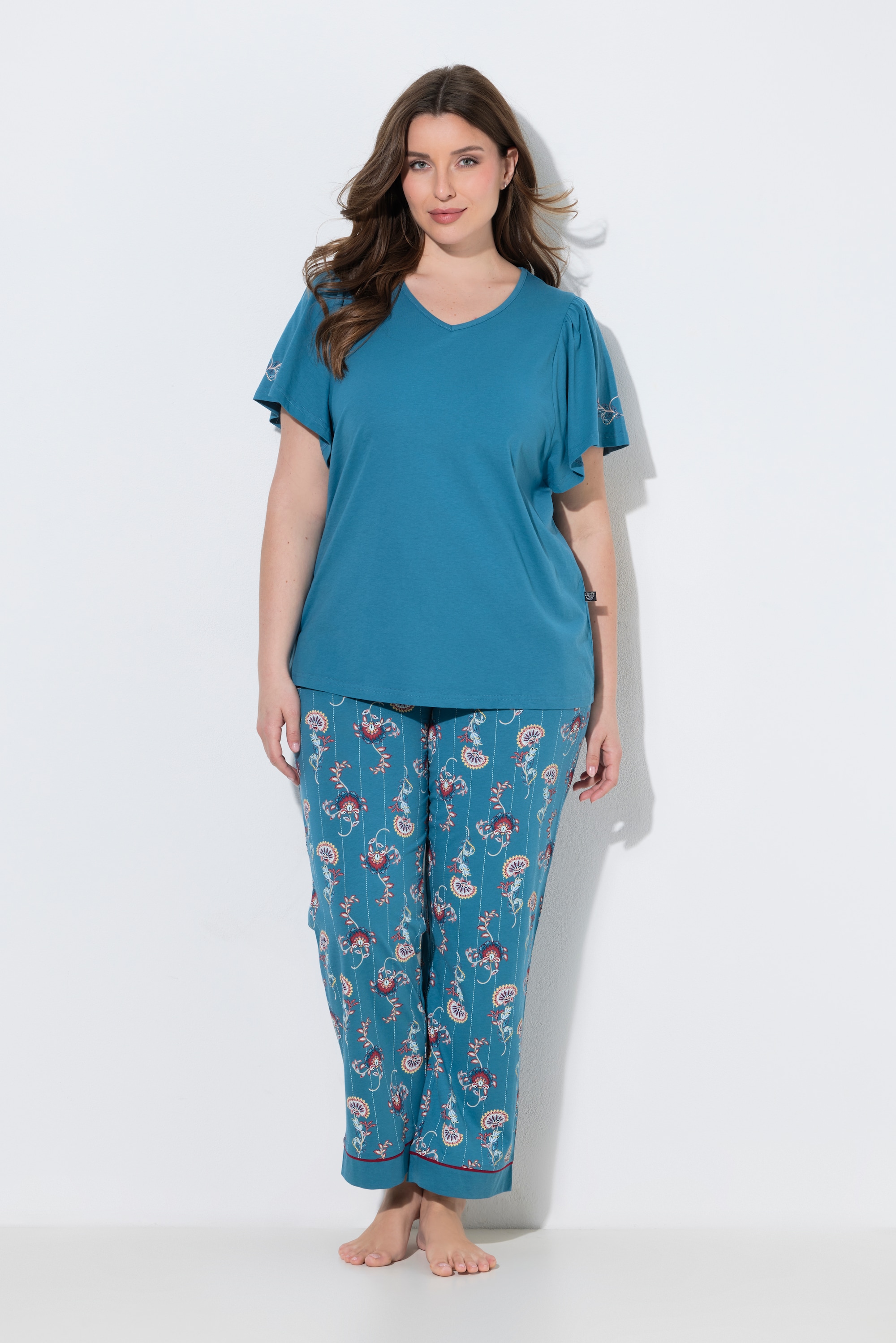Pyjama motif cachemire, encolure en V, ULLA POPKEN