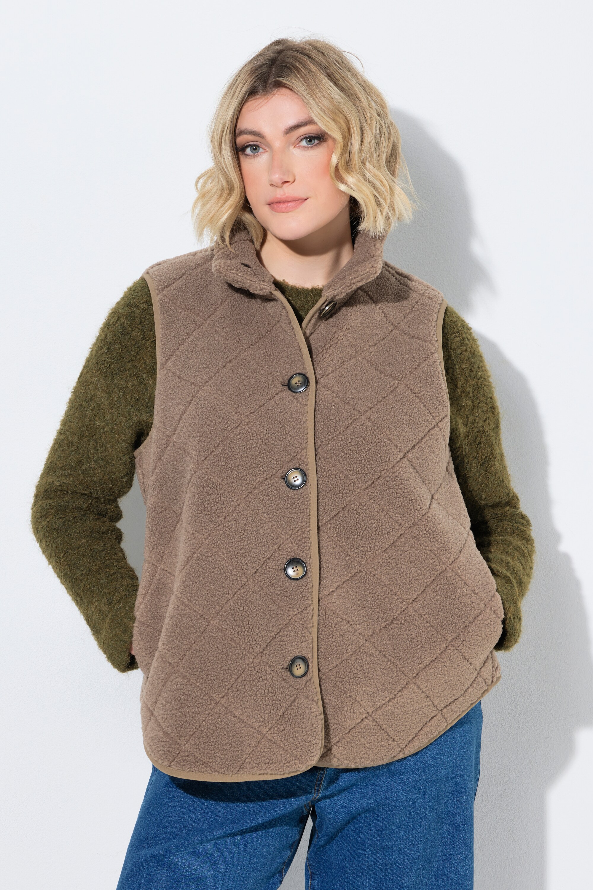 Gilet en polaire bouclée, motif losanges, ULLA POPKEN