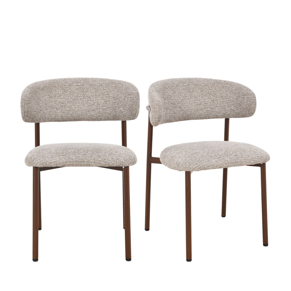 Lot de 2 chaises en tissu pieds effet bois foncé- ARIA, DRAWER