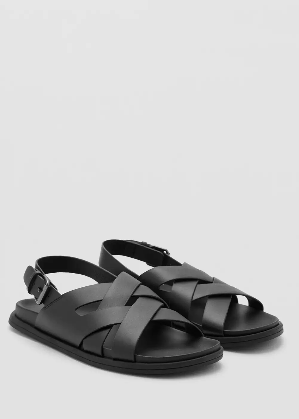 Sandales cuir lanières croisées, MANGO MAN