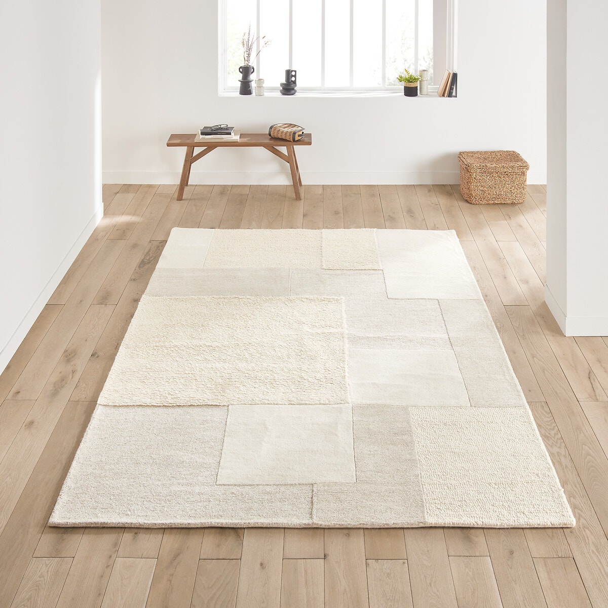 Tapis de fourrure épaisse beige au mètre