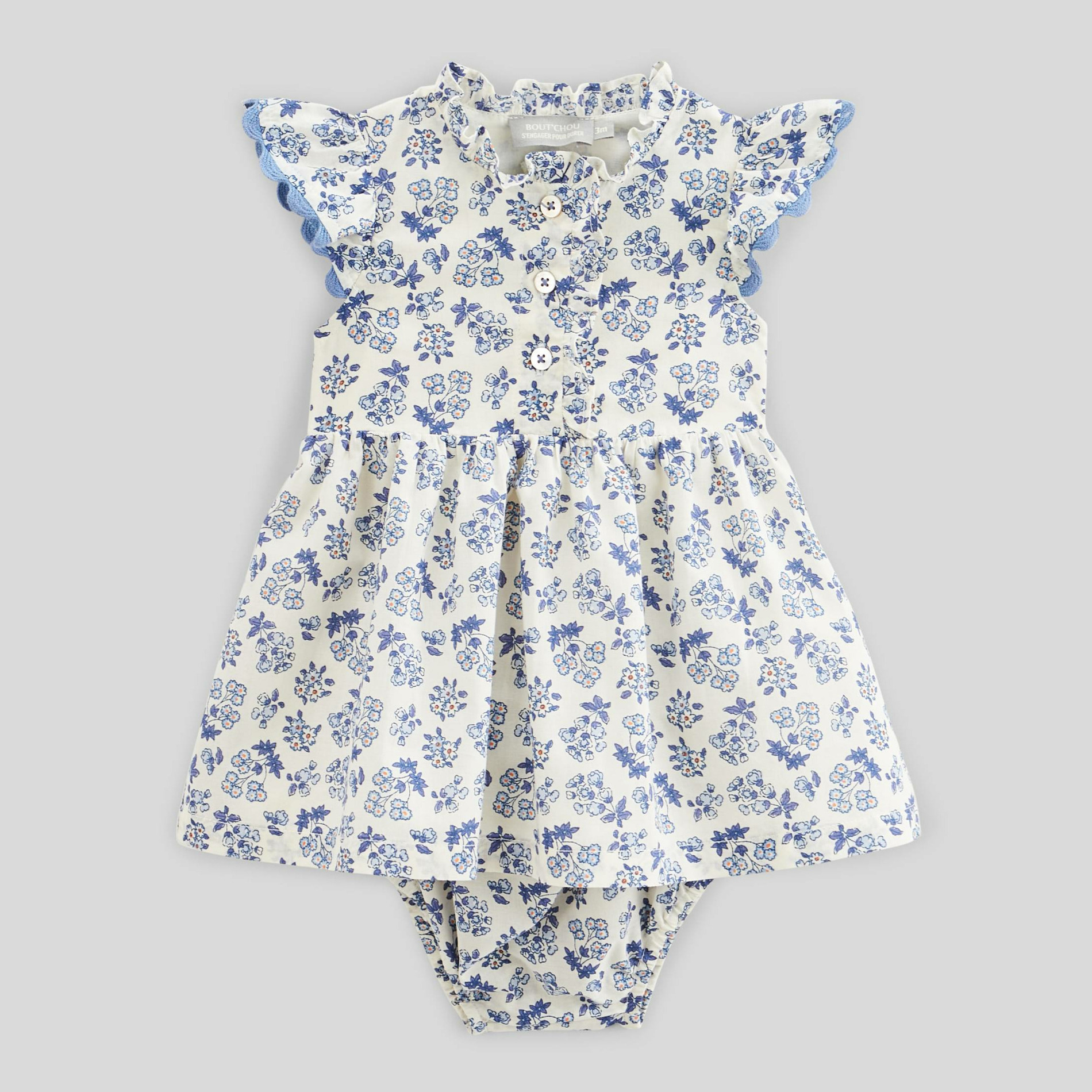 Robe manches courtes imprimée avec bloomer en coton BIO GOTS, BOUT'CHOU