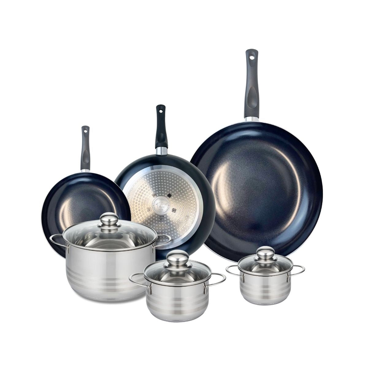 3 poêles 20/24/32cm + 3 faitouts 12/14/20cm PRIMA BRILLANT, ELO