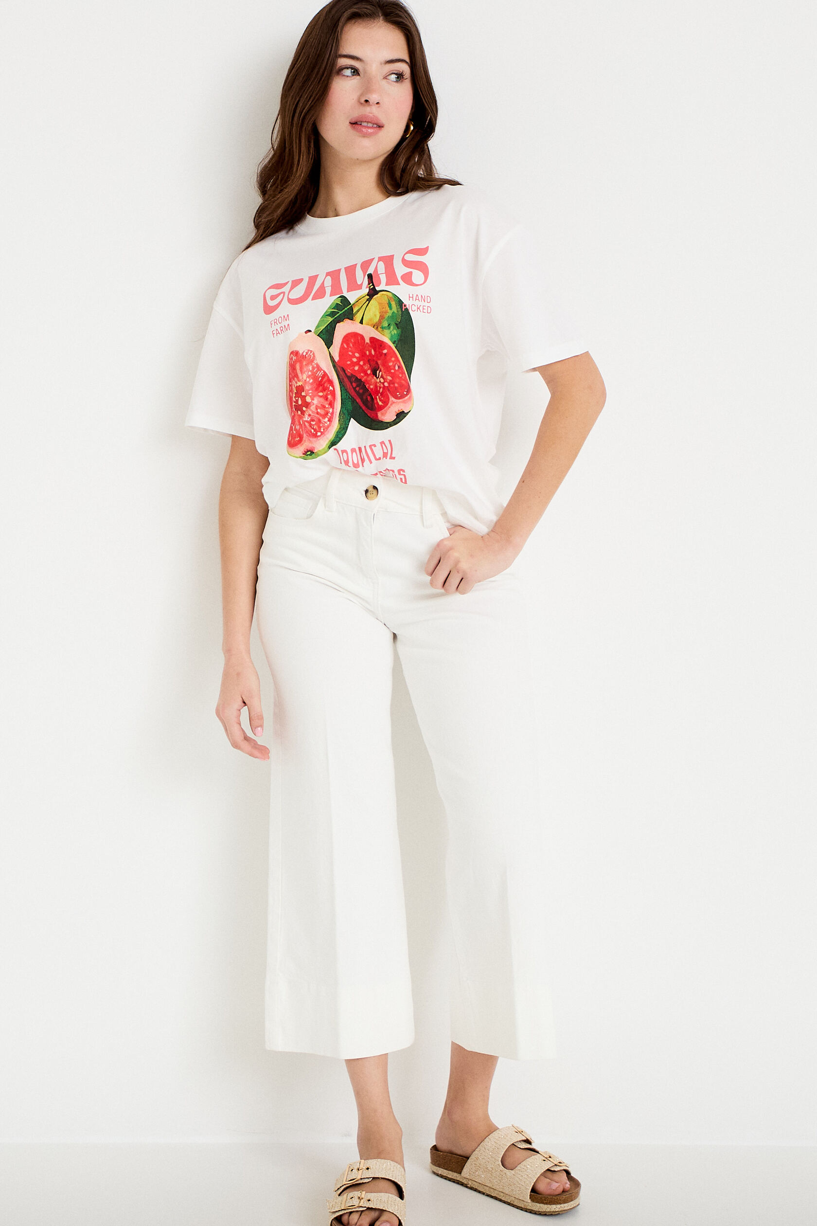 Jean wide leg cropped taille haute, CACHE CACHE