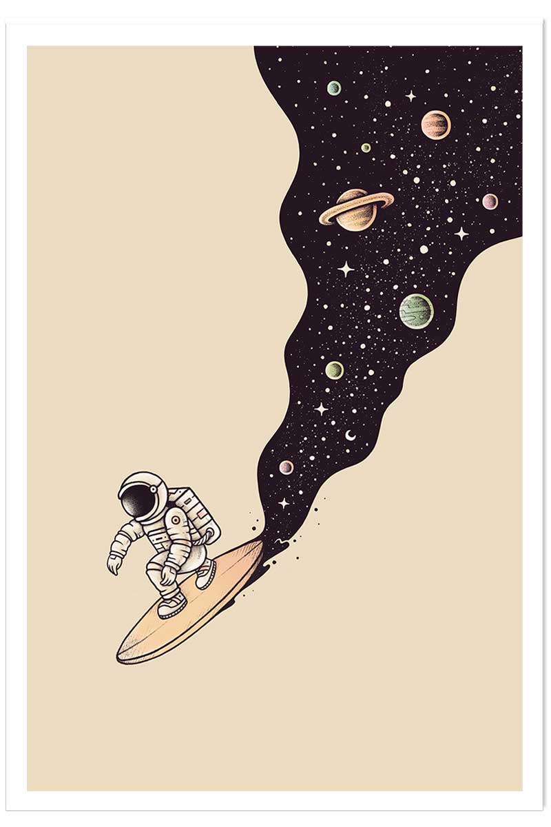 Affiche enfant longboard en cosmos, HEXOA